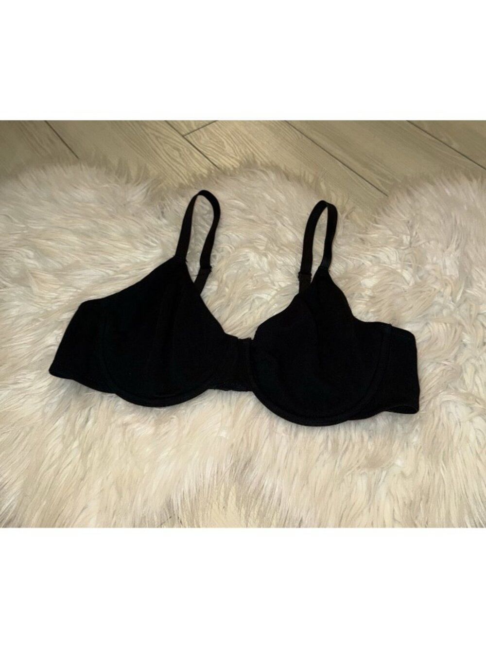 Auden Womens Cotton Unlined Demi Bra Underwire 38C Black